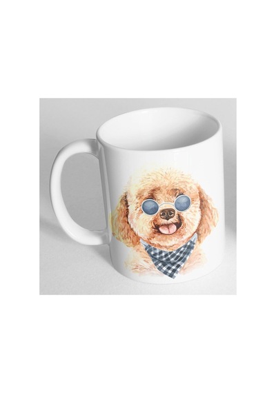 Poodle Fular Gözlük Baskılı Kupa Bardak Çok Renkli