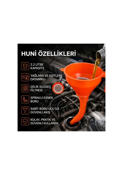 Çelik Süzgeçli Huni - Spiralli Ve Sabit Borulu - 2.2 Litre Kapasite Diğer