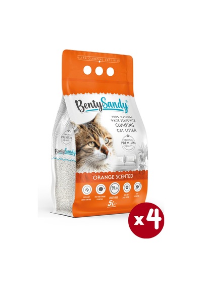 Benty Sandy Portakal Kokulu İnce Topaklaşan Bentonit Kedi Kumu 4 x 5 L