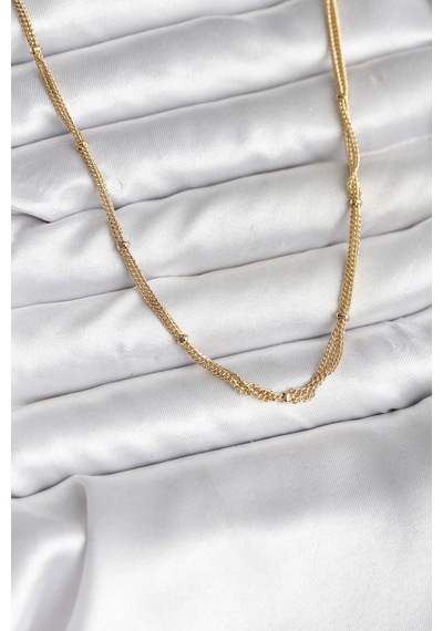 14k Gold Renk Kaplama Topçuk Zincirli Model Cm Kadın Kolye altın