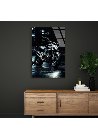Streetfighter Motosiklet Gece - Cam Tablo - Deg0492 80 X 125 Cm