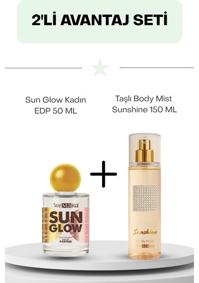 Sun Glow Kadın Edp 50 Ml + Taşlı Body Mist Sunshine 150 Ml