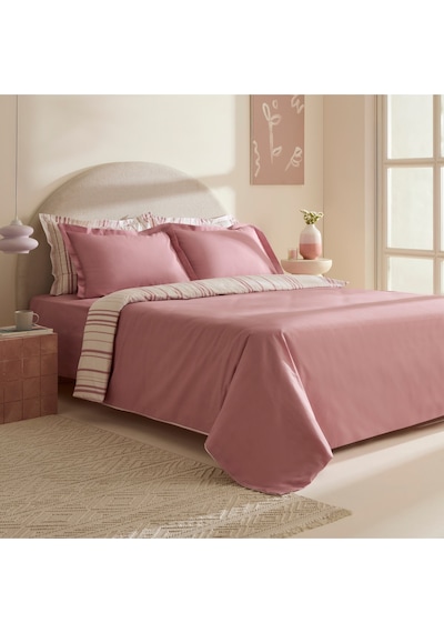 Karaca Home Cool Stripe Çift Kişilik Nevresim Takımı Gül Kurusu