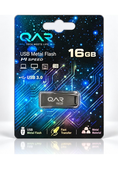 Qar Usb Flash Bellek Metal Siyah 16 Gb Usb 3.0  Güvenli