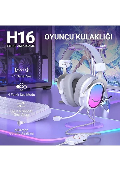 Fifine Ampligame H16 Mikrofonlu 7.1 Oyuncu Kulaklığı