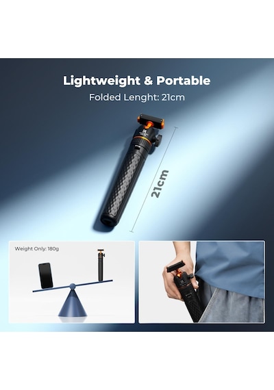 K&f Concept Osmo Action 6 / Osmo Nano Için Manyetik Selfie Çubuğu & Tripod