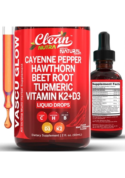 Clean Nutraceuticals Caye.nne Pepper Drops Supplement Liquid + Hawthorn Berry, Vitamin D3 60 Ml Usa Menşeii Dmmedicineden Orijinal