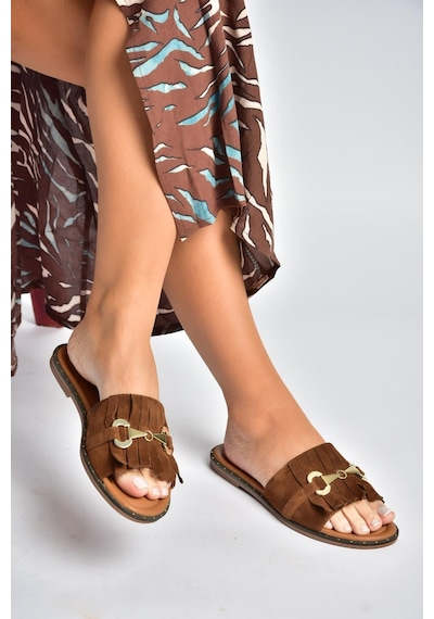 Fox Shoes Y291873002 Taba Hakiki Deri Süet Kadın Terlik Fox Shoes Y291873002 Taba Hakiki Deri Süet Kadın Terlik