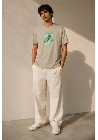 Alexandergardı Baskılı T-shirt Bej