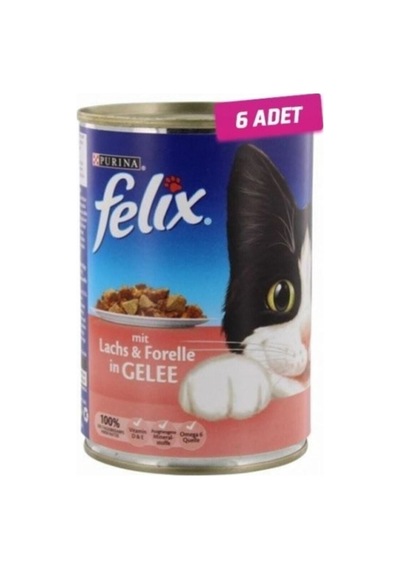 6 Adet - Felix Somonlu Ve Alabalıklı Konserve Kedi Mamasi 400 Gr
