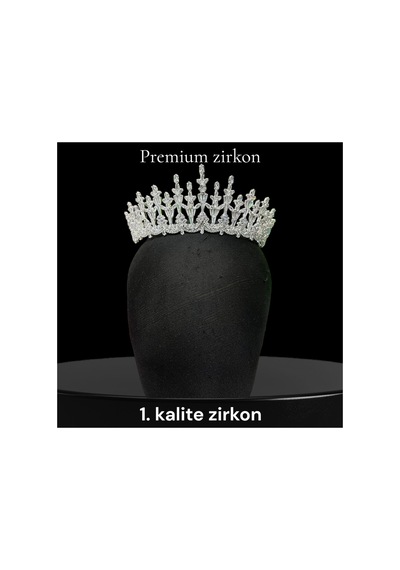 Royal Zircon Crown-premium Kalite Zirkon Taç, Özel Tasarım Gelin Aksesuarı Beyaz - 801943987 Beyaz