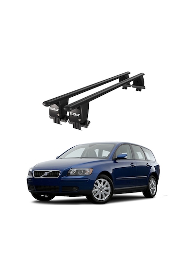 Royal Volvo V50 2008 - 2012 Uyumlu Siyah Kilitli Ara Atkı Port Bagaj Tavan Barı