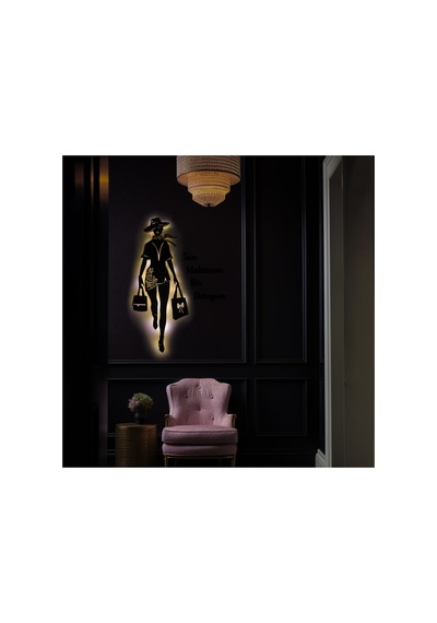 Led Işıklı Kişiselleştirilebilir Kadın Temalı Tablo Fiona Dekoratif Gece Lambası Sarı - 737246130