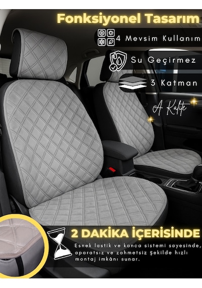 Toyota Corolla Se Hatchback Uyumlu 2'li Süet Oto Koltuk Minderi Universal Oto Aksesuar A3 Gri