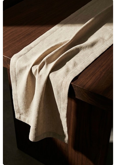 Lınen Organik Ham Keten Runner Naturel 40 X 110 Cm Bej