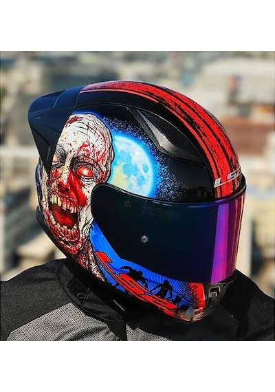 Ls2 Rapıd 2 Race Zombıe Fullface Motosiklet Kaskı Gökkuşağı Camlı Siyah