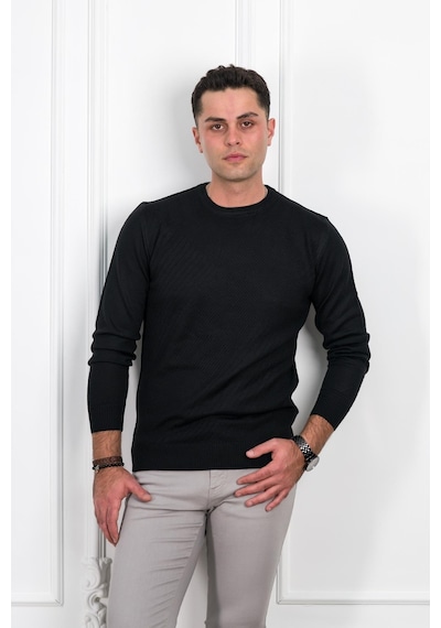 Woolen World Sıfır Yaka Regular Fit Desenli Erkek Kazak 001