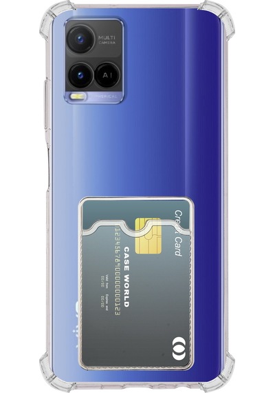 Vivo Y33s Kapak Kamera Korumalı Kartlıklı Darbe Emici Özellikli Şeffaf Silikon Kılıf