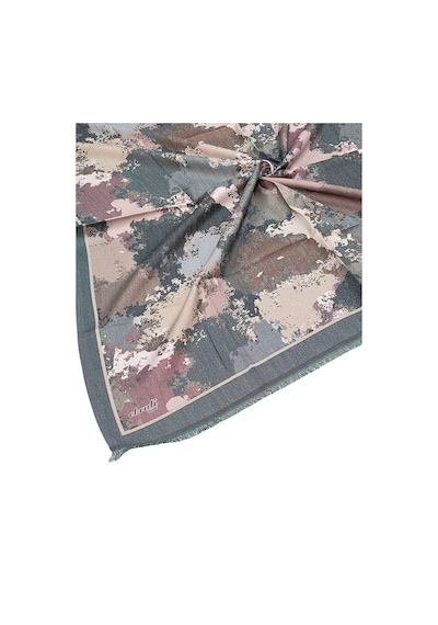 Mim Eşarp Ebruli Kışlık Desenli Eşarp 95x95 Cm Füme - Bej