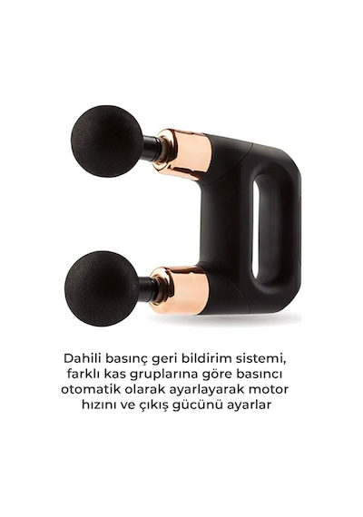 Çift Başlıklı Darbeli Titreşimli Sporcu Şarjlı Masaj Tabancası Spor Aleti Siyah