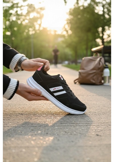 Enoch Erkek Siyah -beyaz Günlük Spor Ayakkabı Klasik Şeritli Sneaker Yumuşak Taban Yürüyüş Modeli Siyah