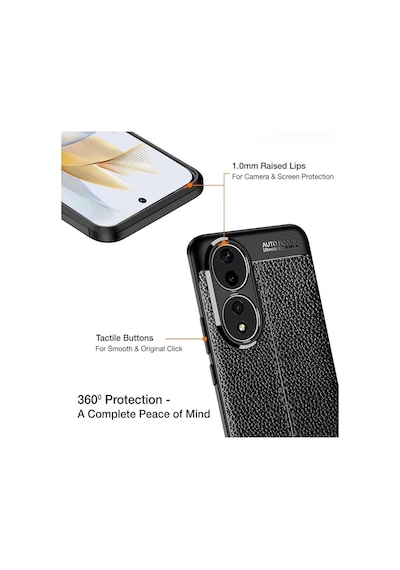 Honor 90 Deri Desenli Silikon Kılıf - Ultra Darbe Emici Kamera Korumalı Kapak