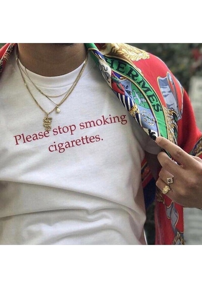 Kalic Studio Stop Cigarettes - T-shirt Beyaz