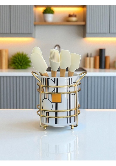 Kaşıklık - Geometrik Desen Gold Siyah