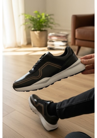 Enoch Erkek Sneaker - Yüksek Esnek Tabanlı Şehir Şıklığı Ve Konfor Odaklı Bağcıklı Yürüyüş Ayakkabısı Siyah