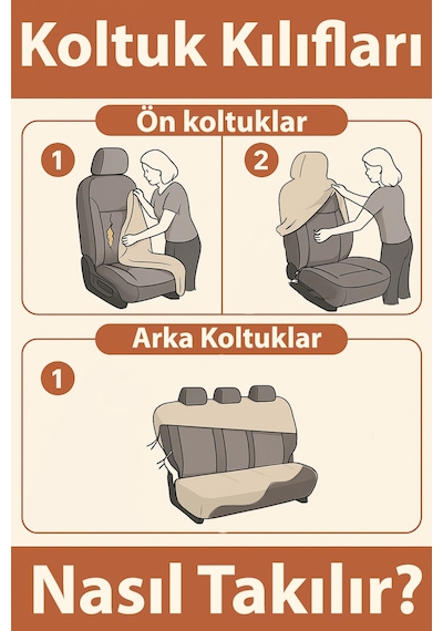 Arac İçinde Estetik Ve Rahatlik Arayanlara Universal İle Uyumlu Oto Koltuk Kılıfı Kırmızı
