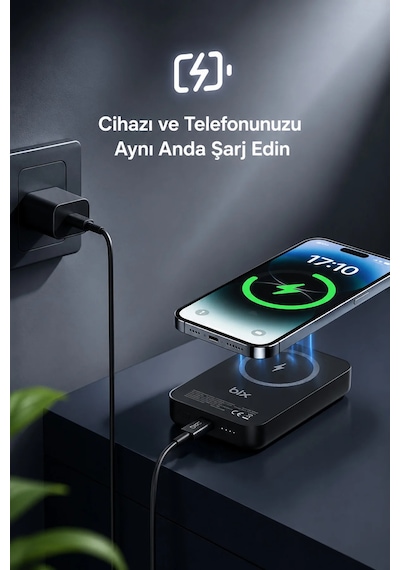 Exenar - Siyah - İphone İle Uyumlu Magsafe Powerbank Kablosuz 15w Hızlı Şarj 20w Usb-c Hızlı Şarj Qi