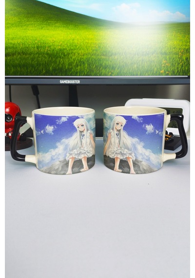 Anohana Anime Baskılı Seramik Lüks Kupa 1 Adet Özel Siyah Kulp Dalga Kulp V4d Çok Renkli