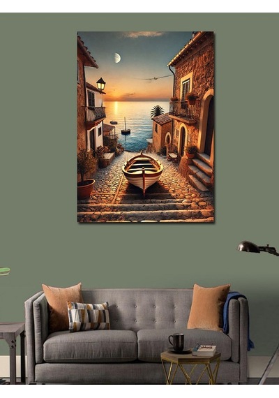 Kanvas Tablo Sahildeki Sakin Sokak Manzarası 100cmx140cm
