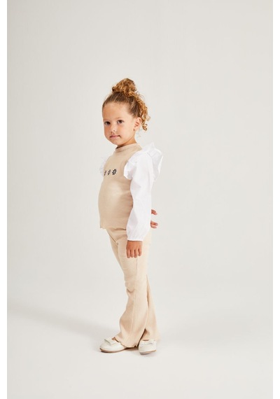 Noble Kids Kız Çocuk Çiçek Nakışlı Triko Takım Bej Noble Kids Kız Çocuk Çiçek Nakışlı Triko Takım Bej