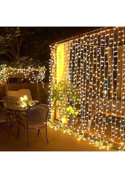 Robeve 3x3 Metre 8 Fonksiyonlu Animasyonlu Perde Led Işık Kalın Telli Saçak Led Işık 240 Led Yılbaşı Led