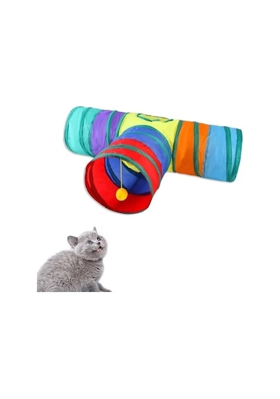 Tineke T Kedi Tüneli Katlanır Gökkuşağı Uzun Kedi Köpek Oyun Tüneli Evcil Hayvan Oyun Tüneli