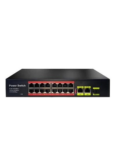 URANIUM POE-1621SFP-200W 16 PORT 10/100+2XGIGABIT RJ45+1XSFP UPLINK POE RACKMOUNT SWITCH (REALTEK CHIPSET)