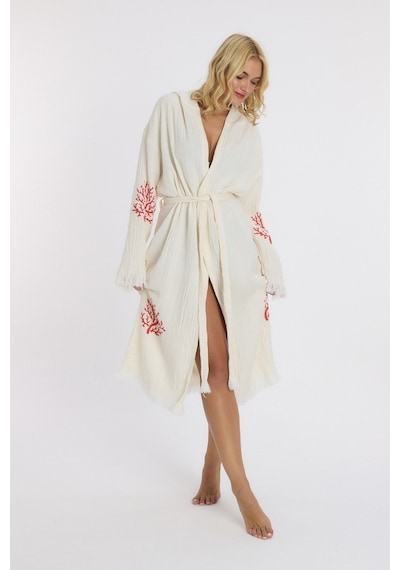 Mulberry Muslin Peştemal Bornoz Banyo Ve Plaj Elbisesi Kırmızı