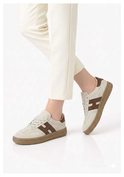 Mcdark Kadın Bej Taba Süet Sneaker Ayakkabı Bej - Taba