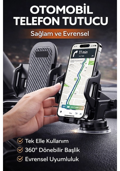 Platoon Pl-8621 Ayarlanabilir Vantuzlu Araç Telefon Tutucu 360 Dönebilir Universal Oto Telefon Tuta