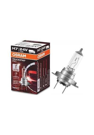 Osram 24v H7 Ampul 70w Truckstar+%100 Fazla Işık Sarsıntıya Dayanıklı
