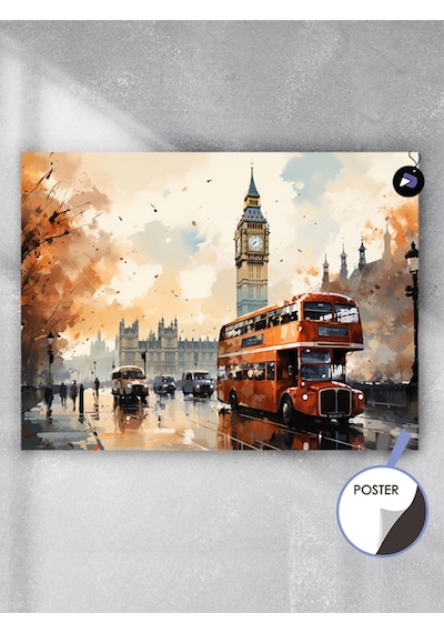 İngiltere Londra Sanatsal Poster - Afiş - Dekoratif Duvar Posteri