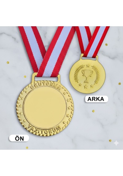 Artık Okuyorum Yazıyorum Madalyası Baskısız Boş Yazısız Madalya + Kurdele 20 Adet Altın