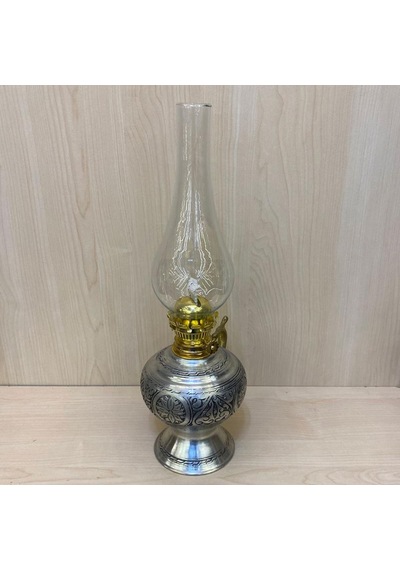 Kalay Eskitme İşlemeli Gaz Lambası Gri