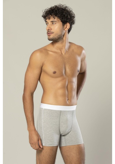 Erdem Gri Melanj Pamuk Elastan Uzun Boxer 1417 Gri Melanj
