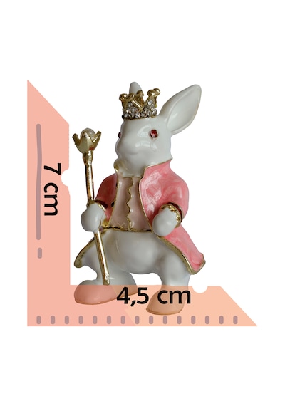 Dekoratif Kral Tavşan Biblo, Kristal Taşlı Metal, 7 Cm, 4.5 Cm,