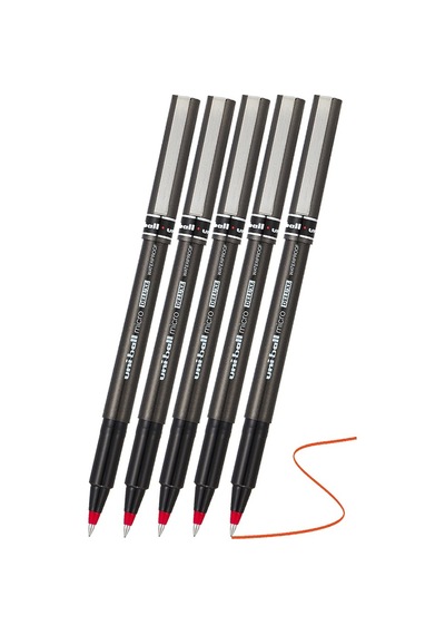 Kırmızı Pilot Kalem Ub-155 Micro Deluxe 5 Adet Uniball Pilot Kalem 0.5 Mm Roller Uçlu Pilot Kalem İnce Uçlu Likit Kırmızı