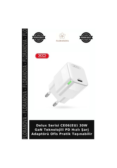 Delux Serisi Ce06 Eu 30w Gan Teknolojili Pd Hızlı Şarj Adaptörü Ofis Pratik Taşınabilir