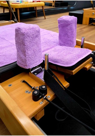 Lila Mor Pilates Omuzluklu Reformer Havlu Seti Organik Pamuk' Kaydırmaz Kaplamalı