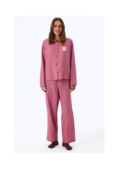 Penti Gül Kurusu Rosy Uzun Kollu Gömlek Pantolon Pijama Takımı Pk34